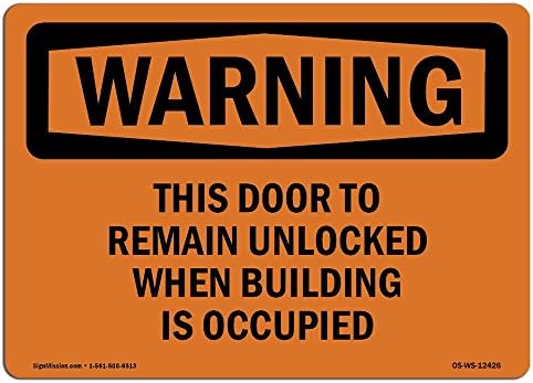 שלט ורינג של OSHA - הדלת הזו להישאר נעולה בעת בנייה | מדבקות תווית ויניל | הגן על העסק, אתר העבודה שלך,